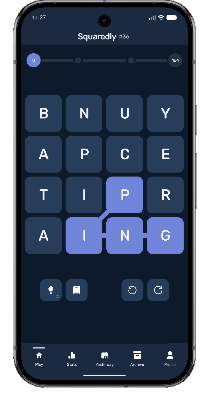 Squaredly running on a Google Pixel 9 Pro mockup.